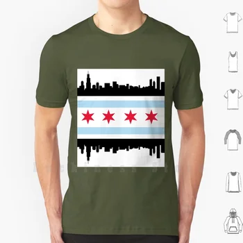 Čikāgas T Krekls Vīriešu kokvilnas Kokvilnas S - 6xl Chicago Čikāgas Karogu Karogu Pilsētas Ilinoisas Midwest Asv Skyline Sears Tower Chitown