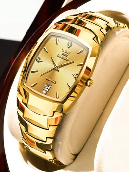 OLEVS Skatīties uz Vīriešu, Sieviešu, Vīriešu Kvarca rokas Pulkstenis Zelta, Volframa Tērauda Ūdensizturīgs Auto Datums Modes Gadījuma Pulkstenis Reloj Hombre
