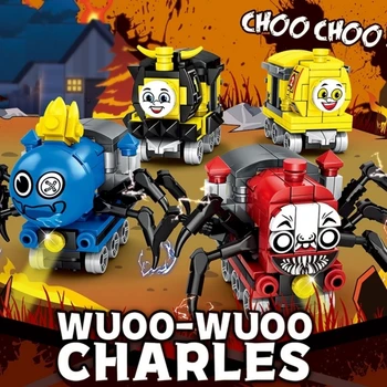546Pcs Spēle Km Choo-Choo Charles Šausmas, Celtniecības Bloki Spider Vilcienu Karikatūra Briesmonis Tvaika Vilcieni, Ķieģeļu Rotaļlietas Bērniem