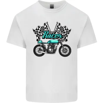 Cafe Racer Biker Motocikls, Motociklu Vīriešu Kokvilnas T-Krekls, t-veida Tops ar garām piedurknēm