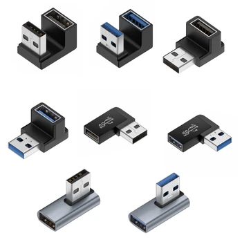 USB Sieviešu un Vīriešu Adapteris Savienotājs USB Galvenes 90 Grādu uz Augšu, uz Leju, Notebook, Klēpjdatoru, Port Savienotājs