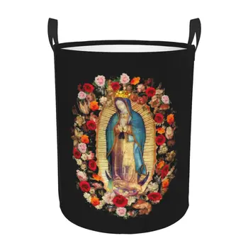 Our Lady Of Guadalupe Meksikas Jaunavas Marijas Veļas Grozs Salokāmi Lielu Apģērbu Uzglabāšanas Bin Meksikas Katoļu Svētais Bērns Traucē