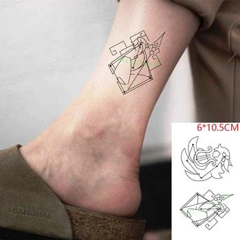 Ūdensnecaurlaidīgus Pagaidu Tetovējumu Uzlīmes Genshin spēli Arrow Līnijas Melnā Ģeometriskā Tatto Flash Tetovējums Viltus Tetovējumiem Vīrieši Sievietes