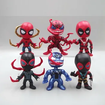 6pcs/set Brīnums Inde Zirnekļa Cilvēks Deadpool T Lelle Attēls Kolekcionējamus Modeļa Rotaļlietu jaungada Ziemassvētku Dāvanu 10cm