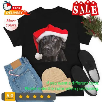 Cute Black Lab Santa Hat Ziemassvētku Suns Labradora Retrīvers T-Krekls