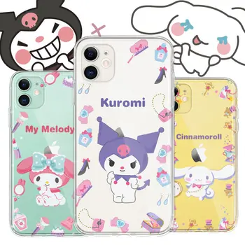 Hello Kitty Kuromi Kawaii Anime Sanrio iphone 14 Telefonu Gadījumā Cute Manu Melodiju Karikatūra Apple 12 13Promax Segtu Jauki Dāvanas Meitenei